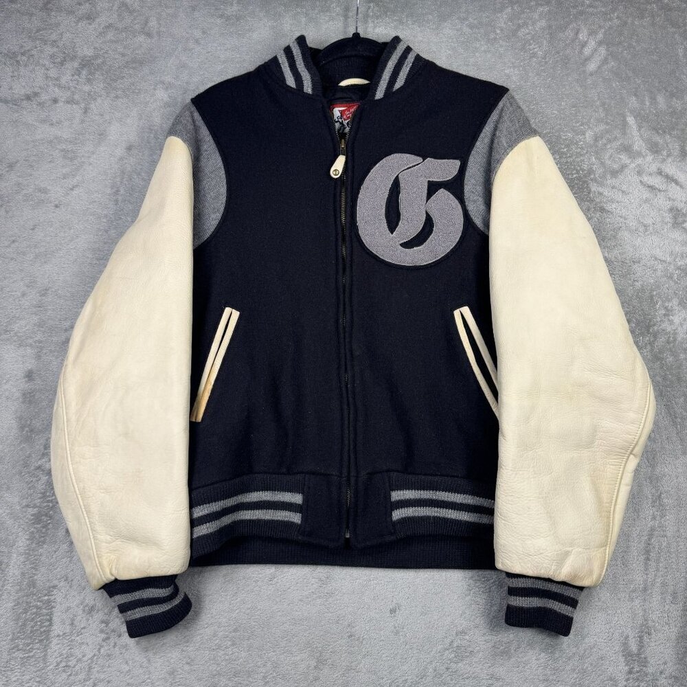 Vintage 90s Baseball Jacket Wool Leather Varsity Bomber Collegiate Quilt Lined